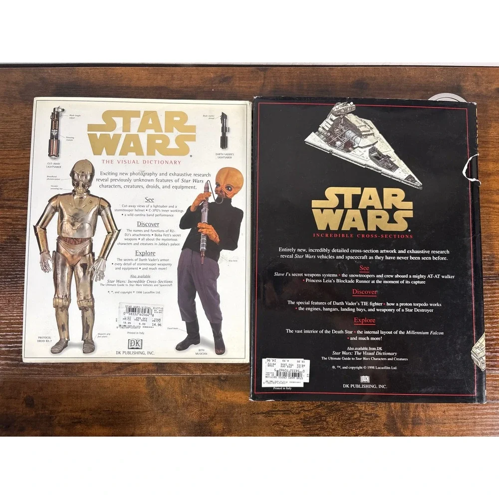 Star Wars DK Visual Dictionary & Incredible Cross-Sections Hardcover Book Lot